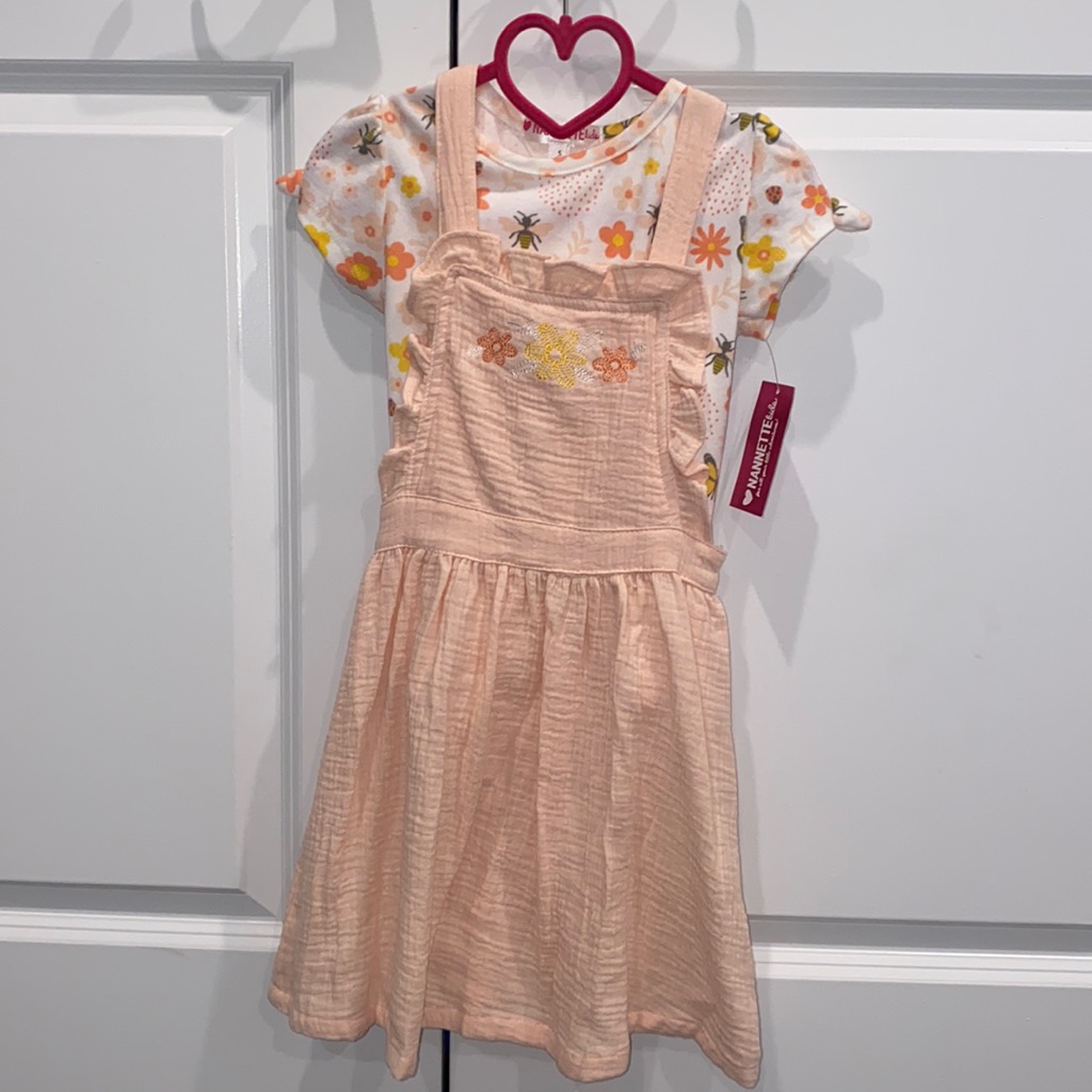 Brand New Girls Pink Dress  Shirt Set Size 5